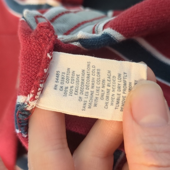 AEO Red Navy Striped Eagle Polo - Picture 4 of 4
